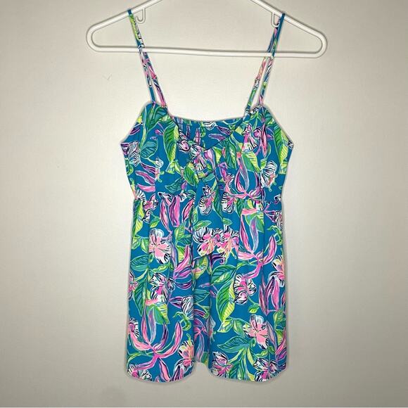 Lilly Pulitzer Cadie Cami in Formentera Turquoise Keep On Beleafing Size 0 - Picture 3 of 7